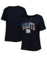 Фото #1 товара Women's Navy New York Giants Plus Size Banner Wave V-Neck T-shirt