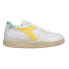 Diadora Mi Basket Low Used Lace Up Mens White, Yellow Sneakers Casual Shoes 179