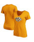 ფოტო #1 პროდუქტის Women's Gold Nashville Predators Primary Logo V-Neck T-shirt