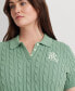 Фото #3 товара Plus Size Cable-Knit Polo Shirt