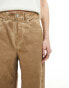 ASOS DESIGN loose jeans with deep turn up cuff in tan