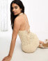 Miss Selfridge festival crochet criss cross open back mini dress in cream