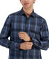 Фото #3 товара Men's Lomia Regular-Fit Yarn-Dyed Plaid Dobby Button-Down Shirt, Created for Macy's