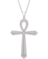 ფოტო #1 პროდუქტის Diamond Ankh Cross 20" Pendant Necklace (1/2 ct. t.w.) in Sterling Silver