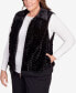 Plus Size Park Place Zip Up Faux Fur Vest with Knit Back