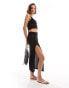 Miss Selfridge crochet maxi skirt with split detail in black