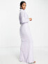 Фото #2 товара ASOS DESIGN drape neck maxi dress with satin stripe in lilac