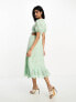 Фото #3 товара French Connection broderie midi dress with cut out in mint