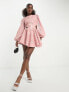 Фото #1 товара Bardot Mila broderie open back mini dress in blush