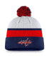 Фото #3 товара Men's White, Navy Washington Capitals Authentic Pro Draft Cuffed Knit Hat with Pom