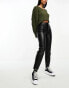 Vero Moda leather look cigarette trouser in black