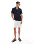 Фото #1 товара French Connection short sleeve linen revere shirt in navy