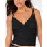 Фото #1 товара Calvin Klein 259565 Women's Ruched Black Tankini Top Swimwear Size S