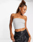 Фото #2 товара Monki bandeau tube top in silver glitter