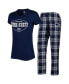 ფოტო #2 პროდუქტის Women's Navy, Gray Penn State Nittany Lions Badge T-shirt and Flannel Pants Sleep Set