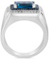 ფოტო #3 პროდუქტის EFFY® Men's London Blue Topaz (4-1/2 ct. t.w.) & White Topaz (1/3 ct. t.w.) Rectangular Halo Ring in Sterling Silver