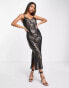 Фото #6 товара River Island animal print slip dress in bronze