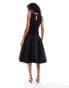 Amy Lynn Bodhi slash cut out puffball midi dress in black