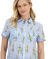 ფოტო #3 პროდუქტის Women's Floral-Print Button-Down Camp Shirt