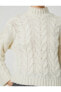 Фото #9 товара Свитер женский Koton - “Шахика Эрджюмен X” с узором в виде косичек, с полурегланым воротником.