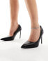 Фото #8 товара ASOS DESIGN Wide Fit Paphos pointed high heeled court shoes in black PU