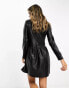 Never Fully Dressed PU smock mini dress in black Черный, 38 - фото #4