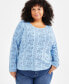 Plus Size Printed Scoop-Neck Long-Sleeve Top, Created for Macy's Floral Hydrange, 3X - фото #1