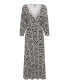 3/4 Sleeve A-Line Snake Print Midi Dress Черный, 8 - фото #3