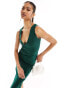Фото #2 товара Vesper exclusive bow tie detail bodycon midaxi dress in forest green