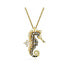ფოტო #1 პროდუქტის Crystal Swarovski Imitation Pearls, Seahorse, Blue, Gold-Tone Idyllia Pendant Necklace