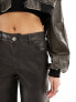 Фото #3 товара ONLY faux leather wide fit trouser in washed black