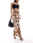 ASOS DESIGN satin bias maxi skirt in oversized leopard print