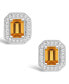 ფოტო #3 პროდუქტის Citrine (1-1/10 ct. t.w.) and Diamond (1/5 ct. t.w.) Halo Studs in Sterling Silver