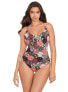 Фото #1 товара Skinny Dippers 300747 Jellyroll Rosalina Neckline One Piece Swimsuit Size Small