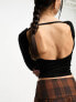 Фото #5 товара Cotton:On boat neck long sleeve backless crop top in black