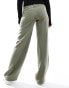 Mango straight leg linen trousers in khaki