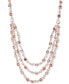 ფოტო #1 პროდუქტის Gold-Tone Rose Crystal Multi Row Necklace, 16" + 3" extender