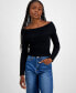 Фото #1 товара Juniors' Off-The-Shoulder Ribbed Sweater