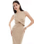 ASOS DESIGN twist bust sleeveless midi dress in beige Бежевый, 38 - фото #3