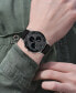 ფოტო #3 პროდუქტის Men's Swiss Chronograph Museum Sport Black Perforated Leather Strap Watch 43mm