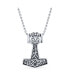 ფოტო #1 პროდუქტის Protection Amulet Ancient Celtic Knot Viking Norse Thors Hammer Pendant Necklace For Women Oxidized Stainless Steel With Bead Chain