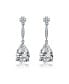 Sterling Silver with Rhodium Plated Clear Pear Cubic Zirconia Solitaire with Accent Drop Earrings