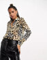 ASOS DESIGN long sleeve soft shirt in mixed animal scarf print