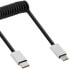 Фото #1 товара InLine USB 2.0 spiral cable - USB-C male/Micro-B male - black/alu - flexible 0.5m