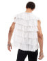 ASOS DESIGN relaxed sleeveless shirt with ruffles in white Белый, L - Chest 42 - фото #2