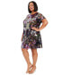 Фото #3 товара Plus Size Floral-Sequin Round-Neck T-Shirt Dress