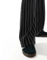 Pull&Bear striped wide leg trousers in black