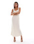 New Look scoop neck midi dress in off white