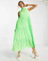 Фото #4 товара ASOS DESIGN high neck tiered maxi dress in neon green