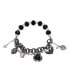 Фото #1 товара Faux Stone Skull Charm Stretch Bracelet